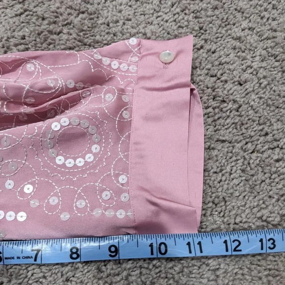 Bob Mackie wearable art Light Pink with Sequin embroidery button front NWT Sz L - Picture 9 of 10